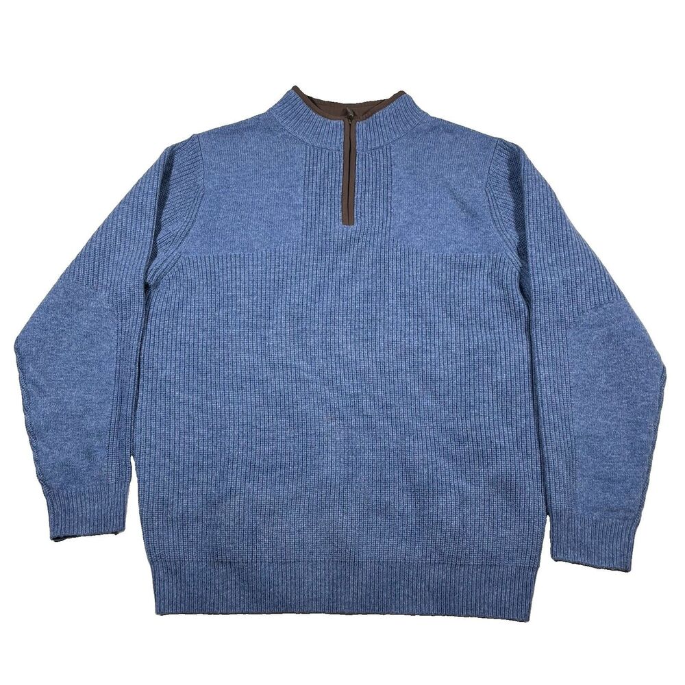 Vintage L.L.Bean 100% Lambs Wool 1/4 Zip Sweater XL Tall Blue